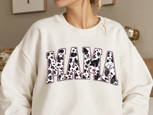 Gildan Mama Pink Cow Western Crew Neck