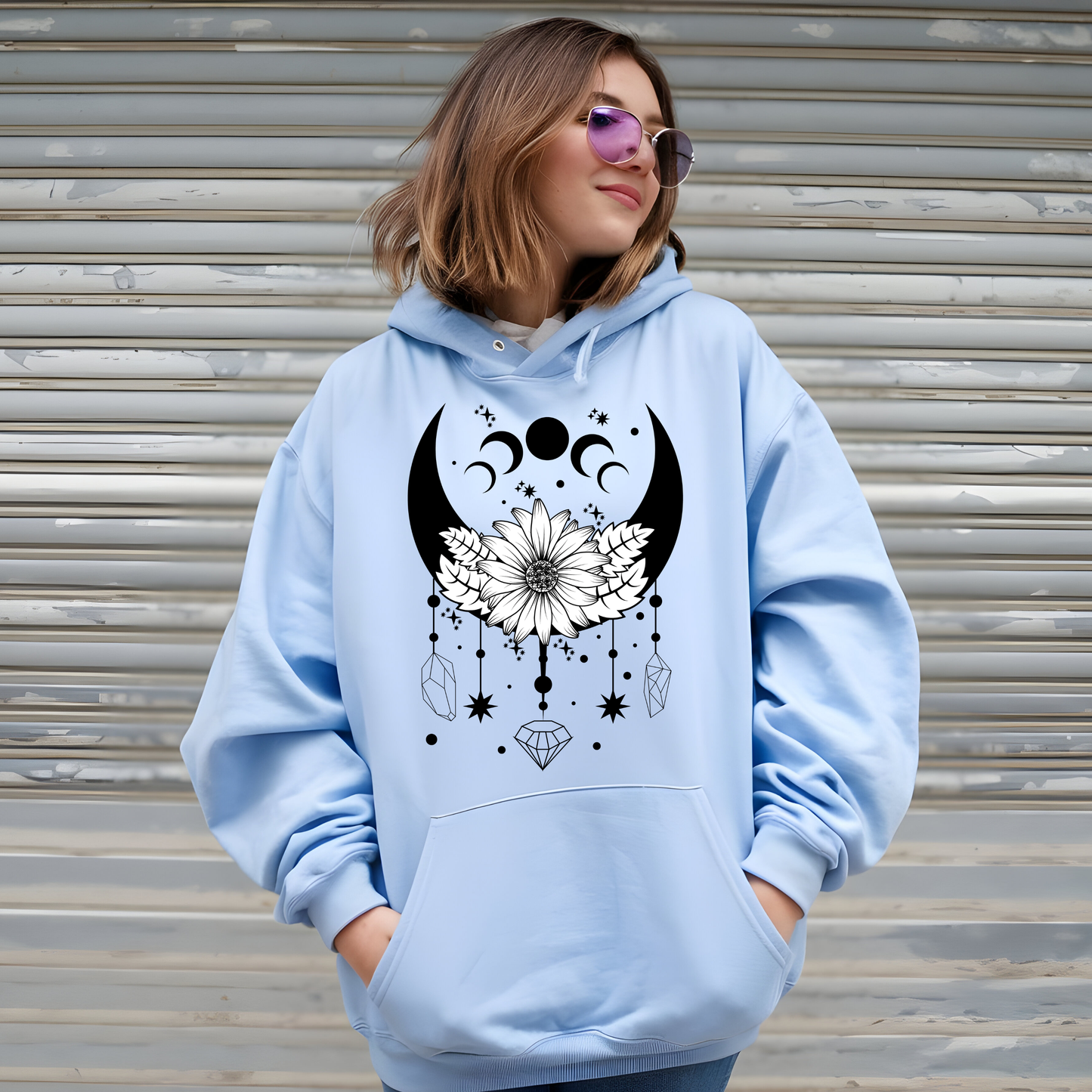 Moon Phase Floral Hoodie