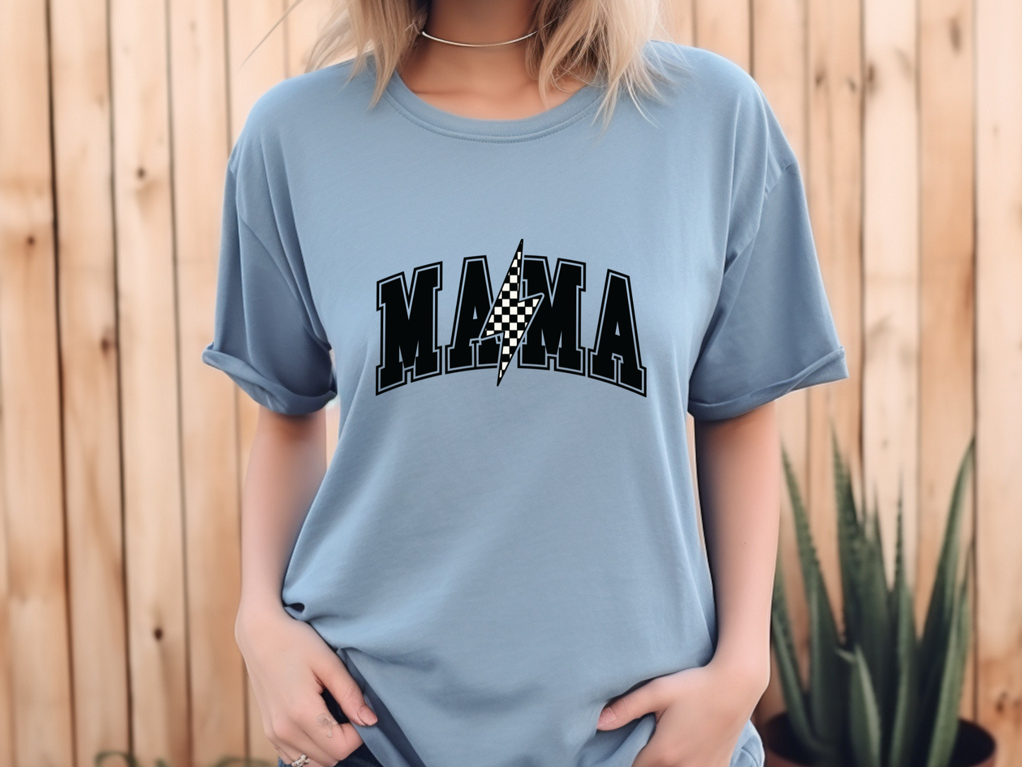 Comfort Colors® Checkered Lightning Bolt Mama Tee