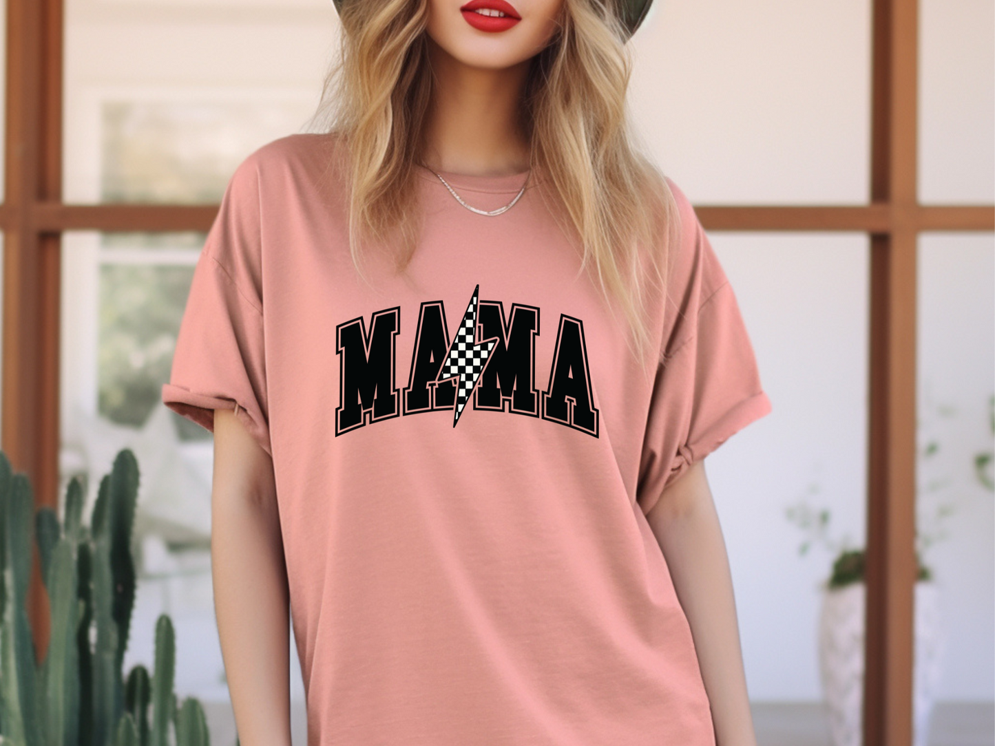 Comfort Colors® Checkered Lightning Bolt Mama Tee