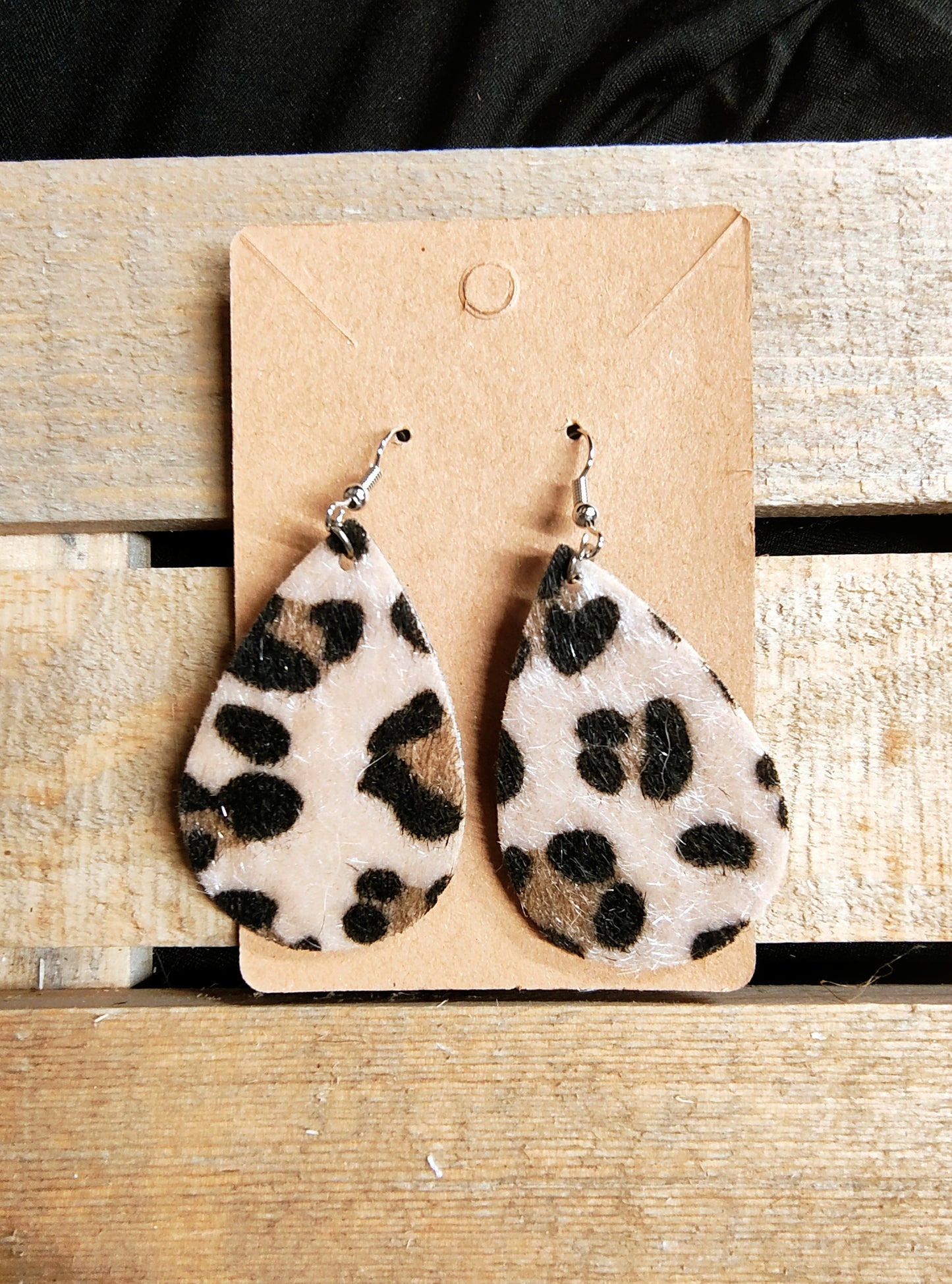 Leopard Faux Fur Teardrop Earrings