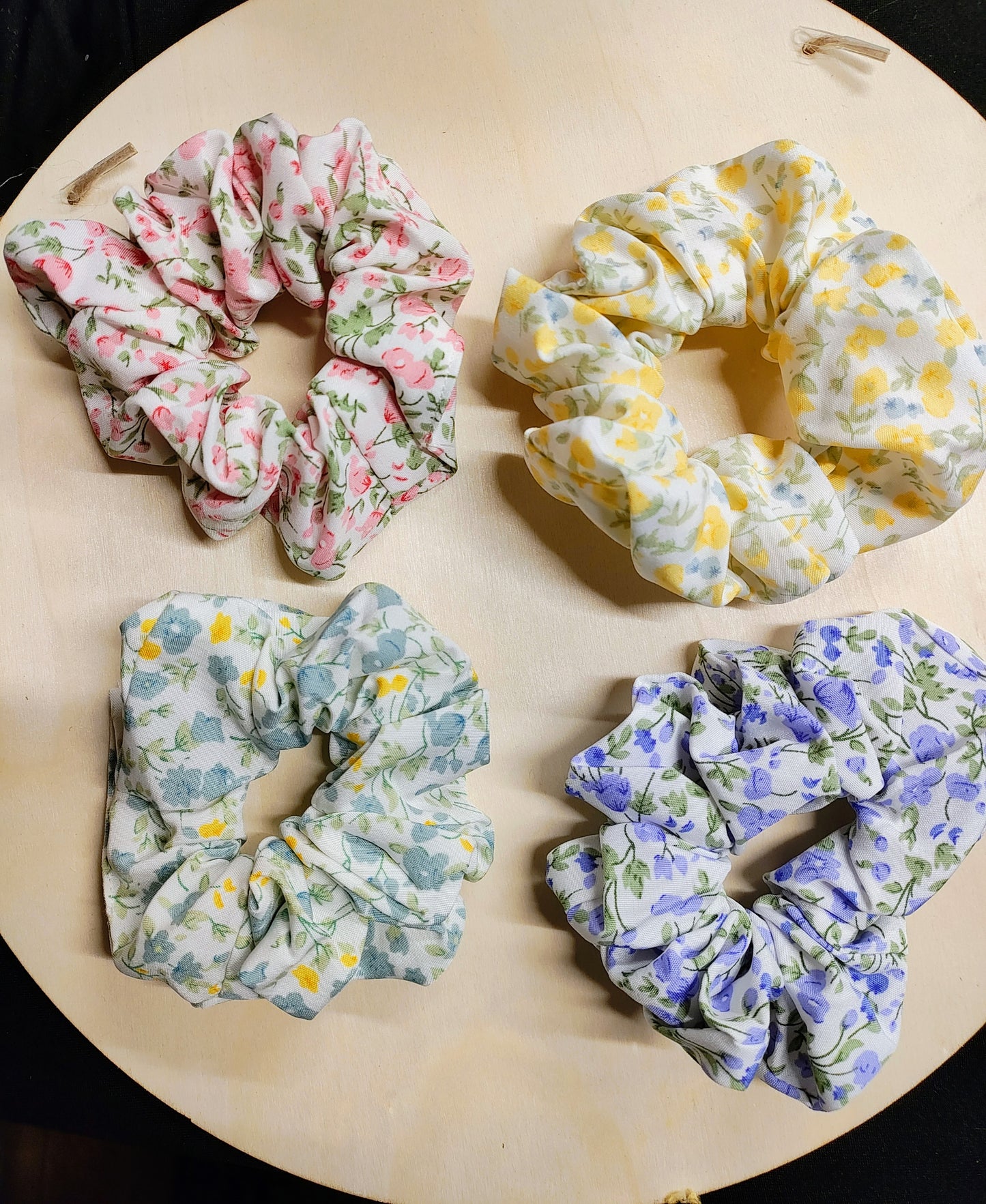 Floral Chiffon Scrunchies Set of Four