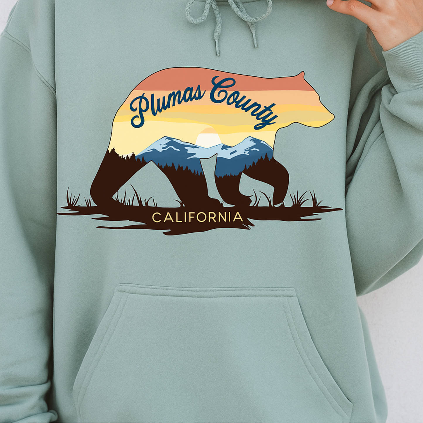Plumas County Sunset Bear Hoodie