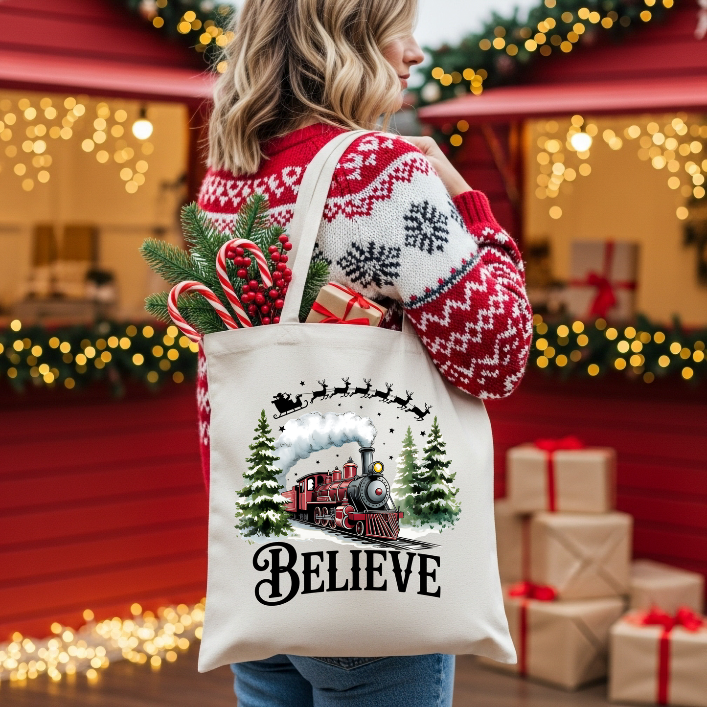Believe Christmas Tote Bag