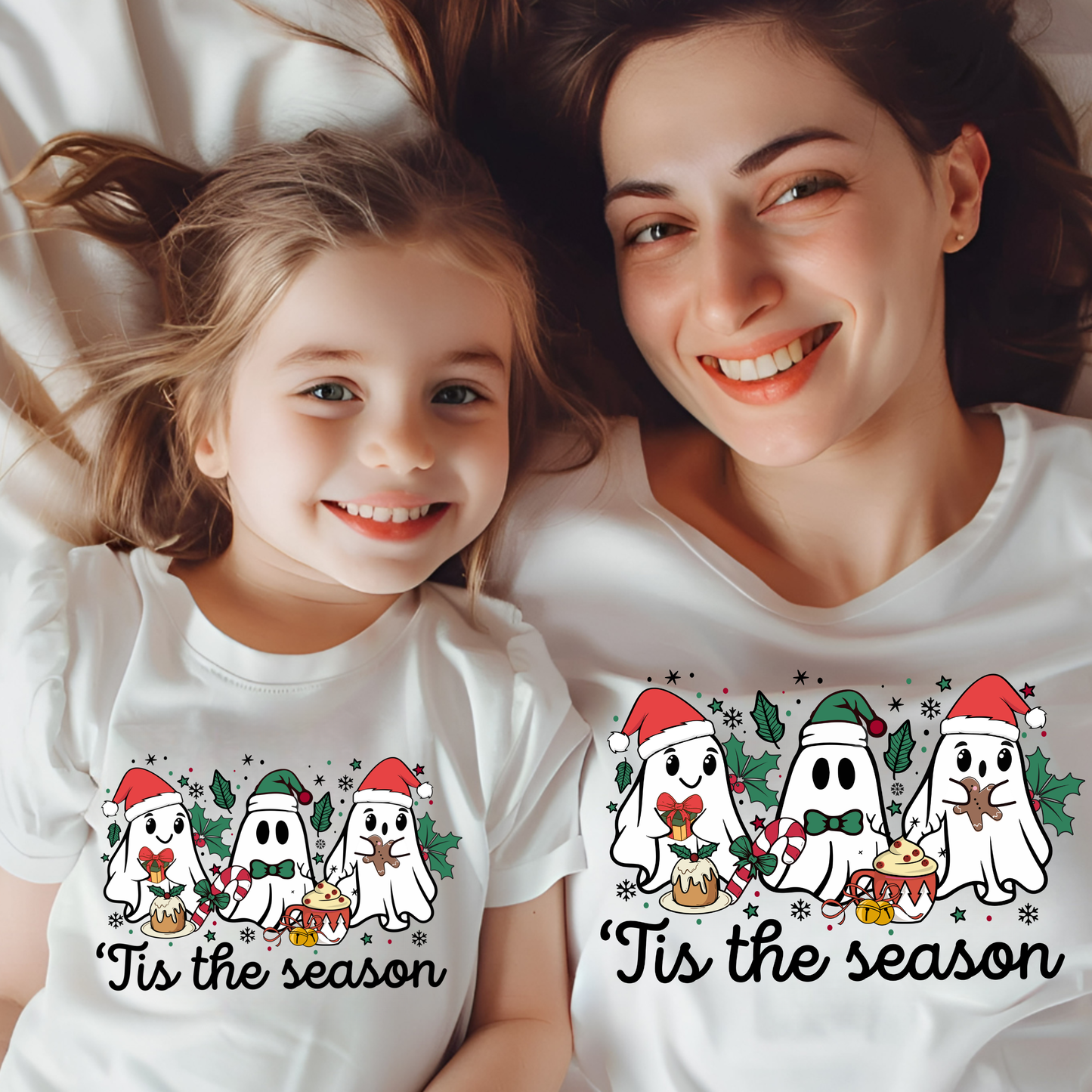 ‘Tis the Season Ghost Christmas Tee (Mama + Mini Set)