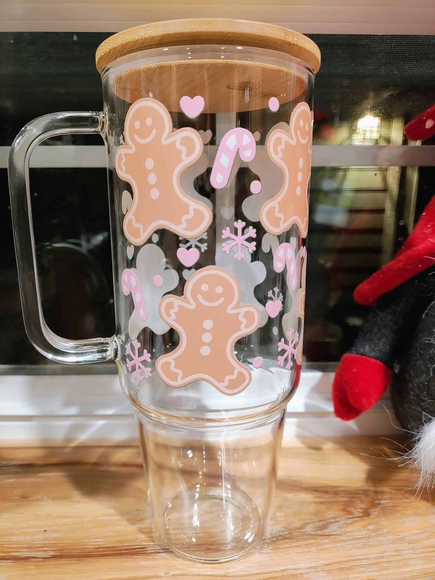 Glass 40oz Gingerbread Man Tumbler