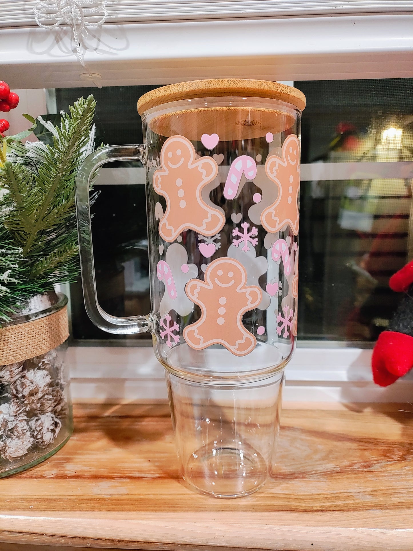 Glass 40oz Gingerbread Man Tumbler