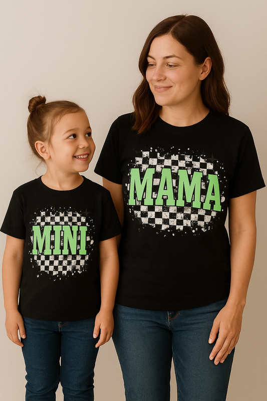 Checkerboard Grunge Mama + Mini Matching Tees